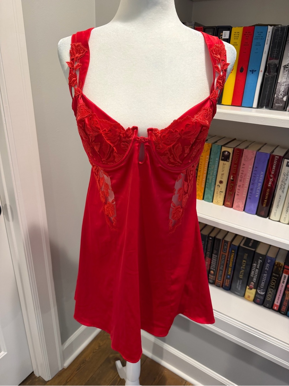 For Love And Lemons Red Satin & Lace Chemise